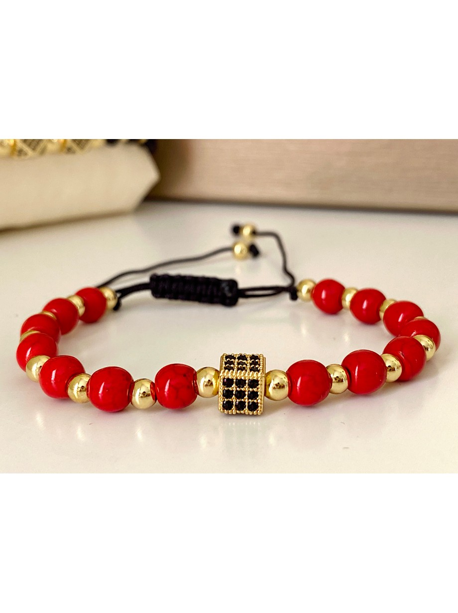 Bratara dama model deosebit cu piatra semipretioasa Howlit si design special patrat