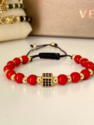 Bratara dama model deosebit cu piatra semipretioasa Howlit si design special patrat