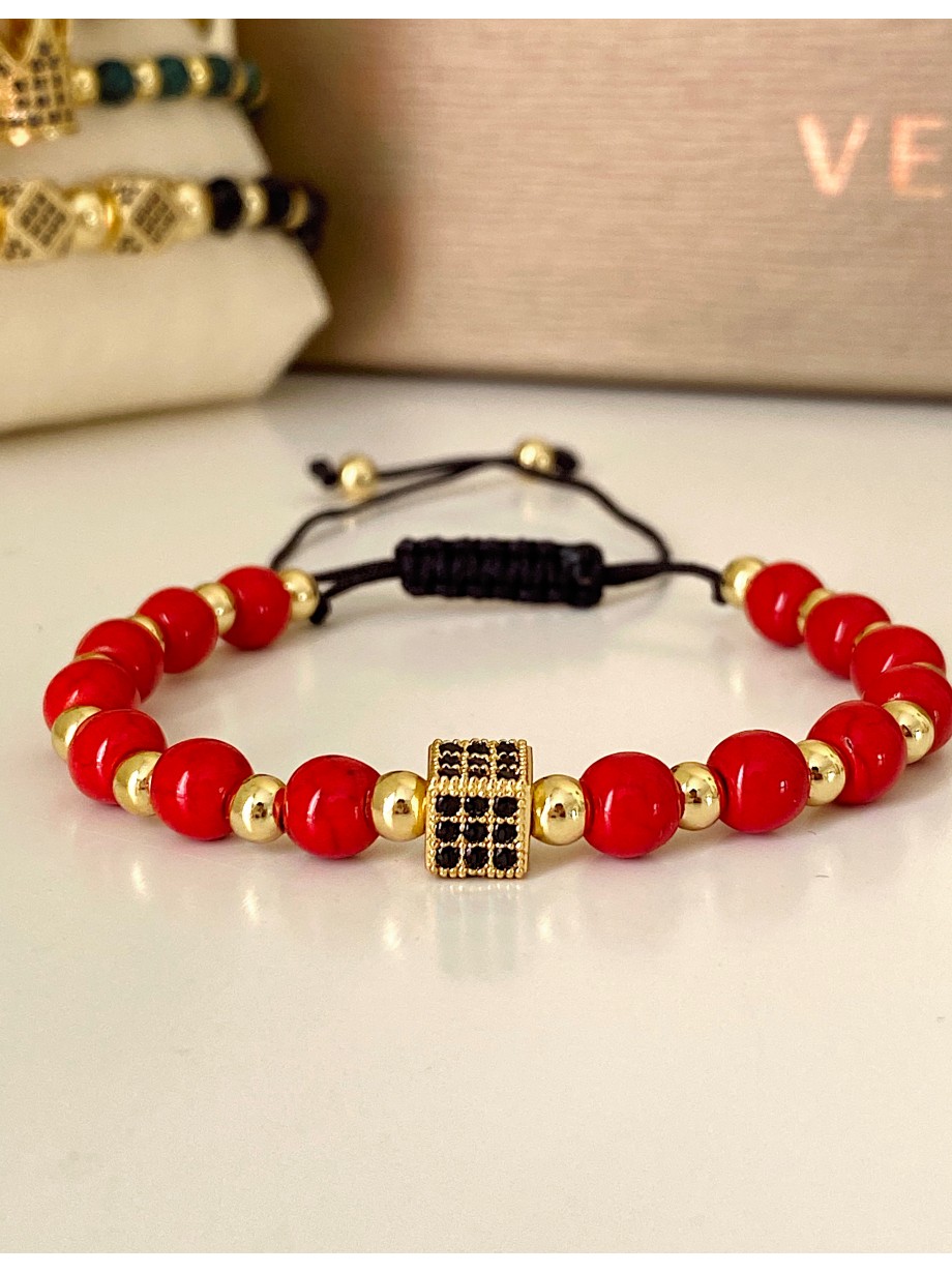 Bratara dama model deosebit cu piatra semipretioasa Howlit si design special patrat