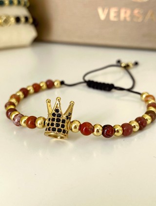 Bratara dama model deosebit cu piatra semipretioasa Ochi de tigru si design special coroana