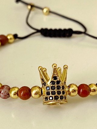 Bratara dama model deosebit cu piatra semipretioasa Ochi de tigru si design special coroana