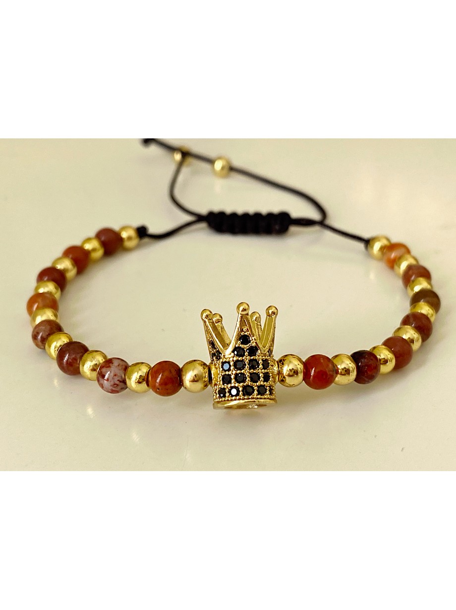 Bratara dama model deosebit cu piatra semipretioasa Ochi de tigru si design special coroana