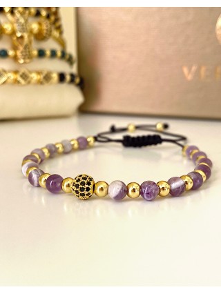 Bratara dama model deosebit cu piatra semipretioasa Agata mov si design special biluta