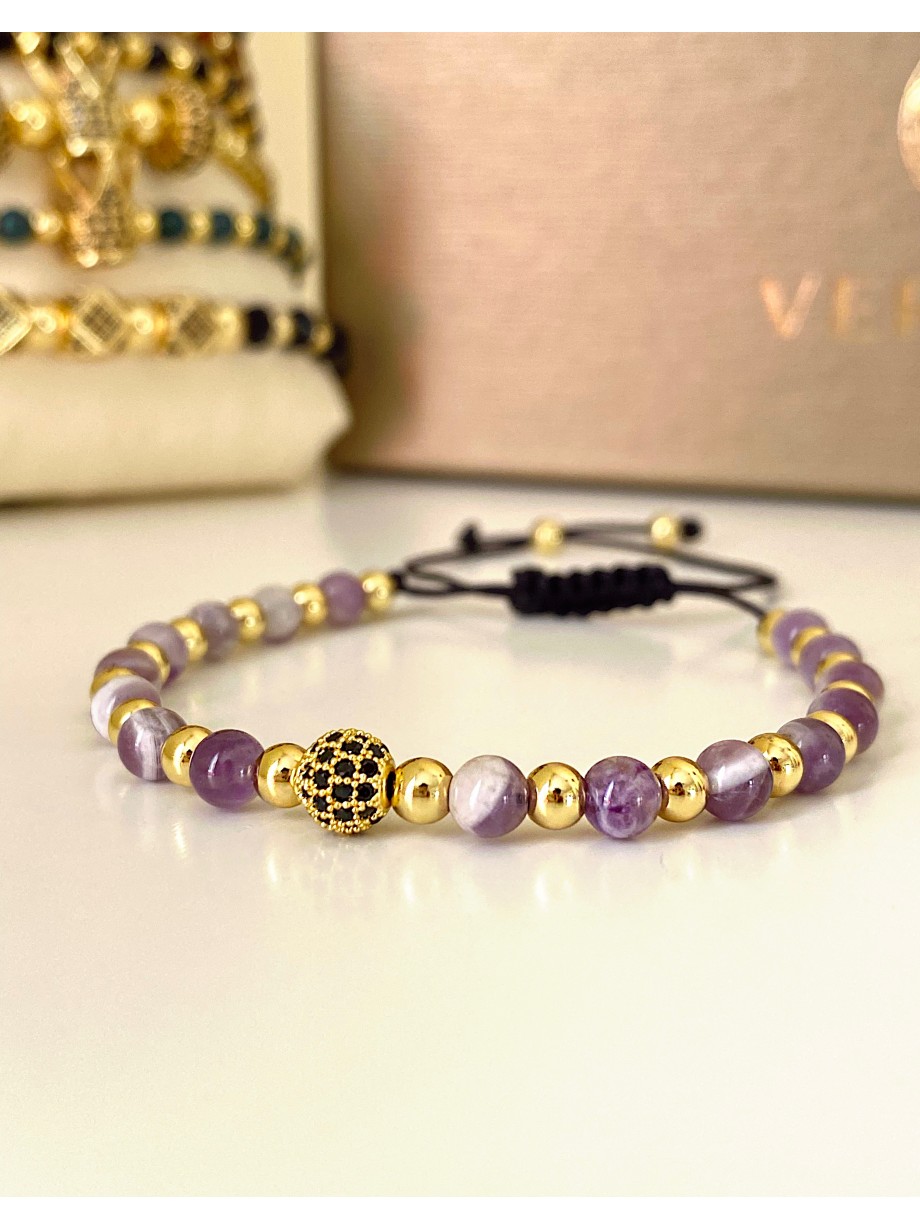 Bratara dama model deosebit cu piatra semipretioasa Agata mov si design special biluta