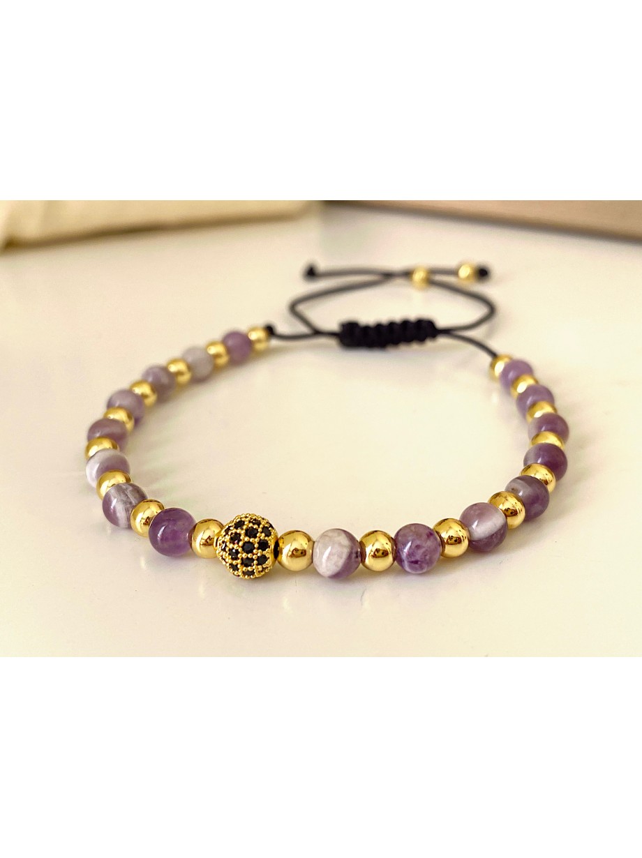 Bratara dama model deosebit cu piatra semipretioasa Agata mov si design special biluta