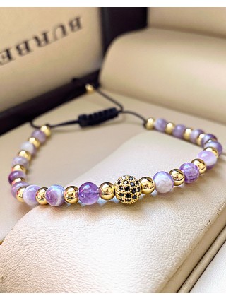 Bratara dama model deosebit cu piatra semipretioasa Agata mov si design special biluta