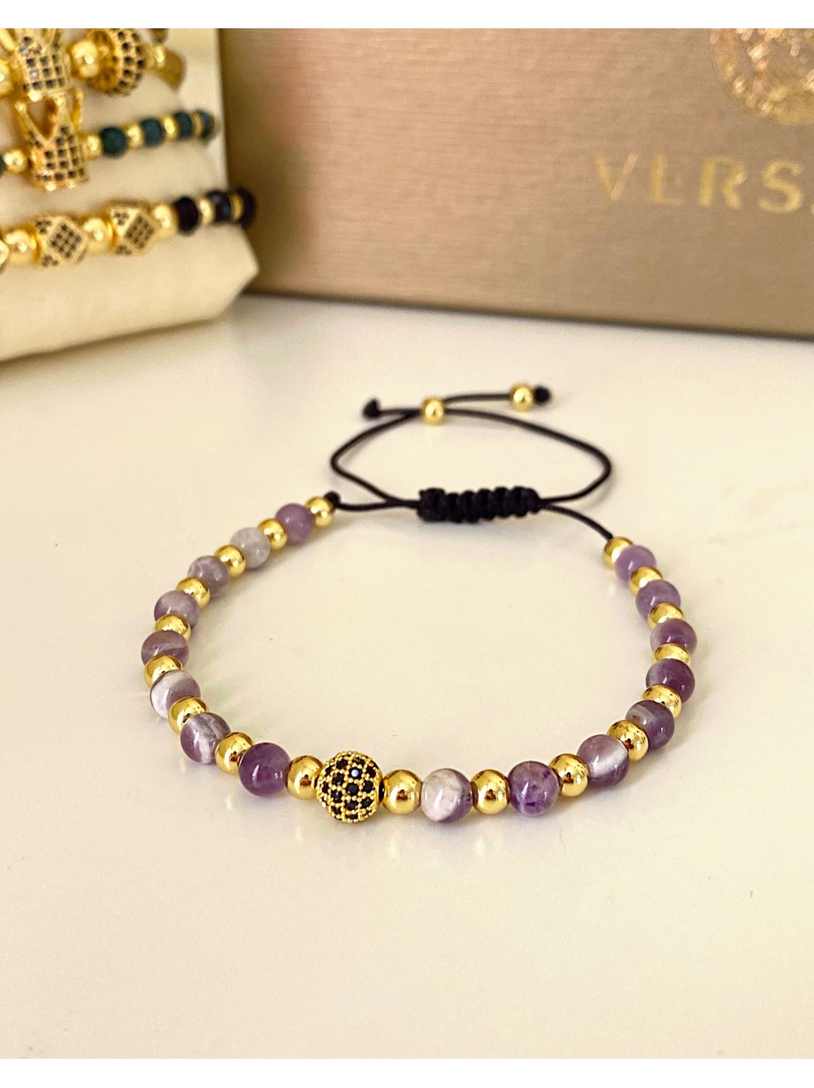 Bratara dama model deosebit cu piatra semipretioasa Agata mov si design special biluta