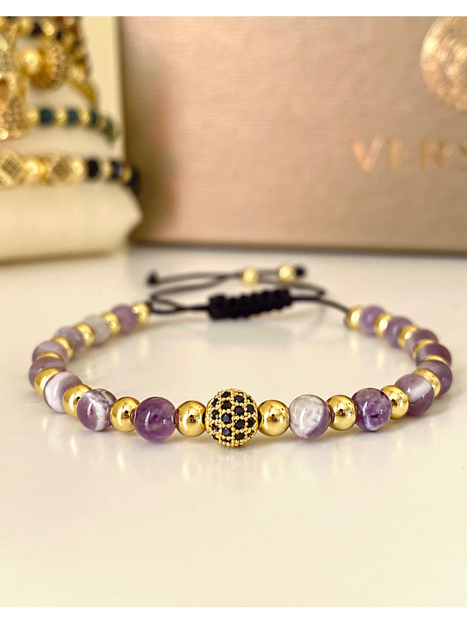 Bratara dama model deosebit cu piatra semipretioasa Agata mov si design special biluta