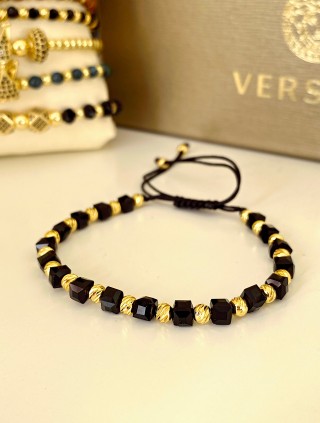 Bratara dama model deosebit cu pietricele negre si model simplu