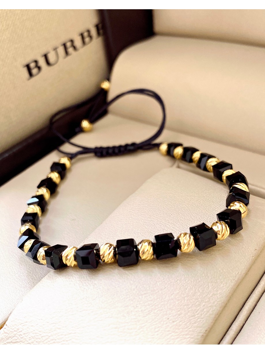 Bratara dama model deosebit cu pietricele negre si model simplu