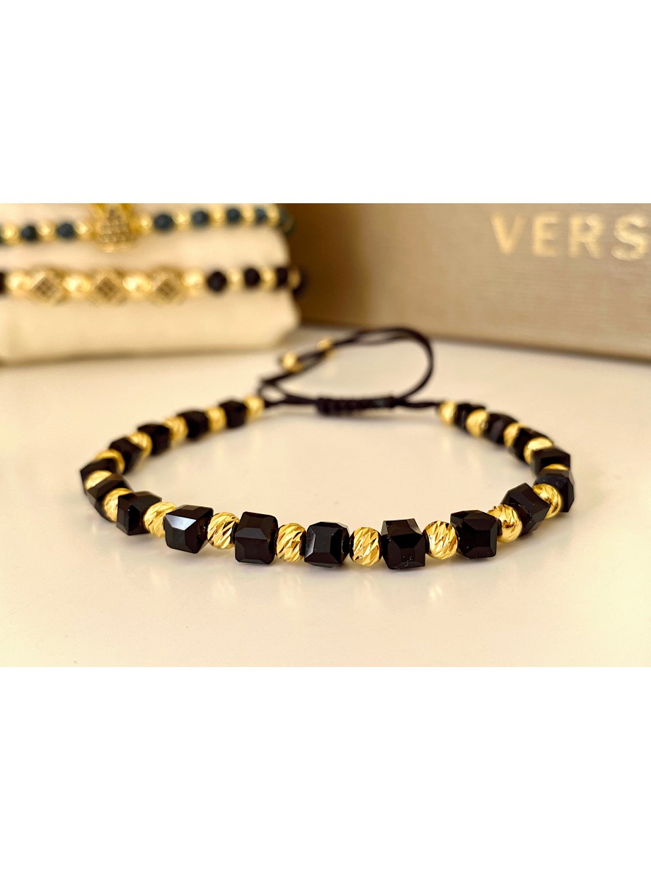 Bratara dama model deosebit cu pietricele negre si model simplu