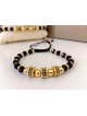 Bratara dama model deosebit cu margele negre si 3 bilute cu pietricele negre 