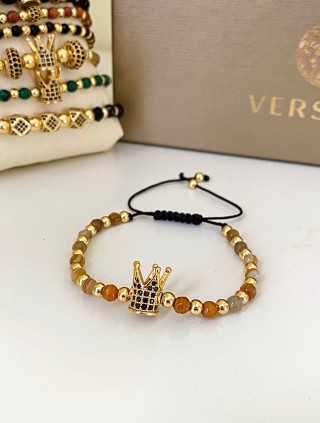 Bratara dama model deosebit cu piatra semipretioasa Ochi de tigru si design special coroana