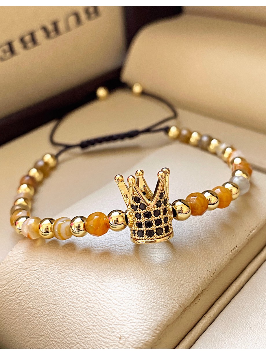 Bratara dama model deosebit cu piatra semipretioasa Ochi de tigru si design special coroana