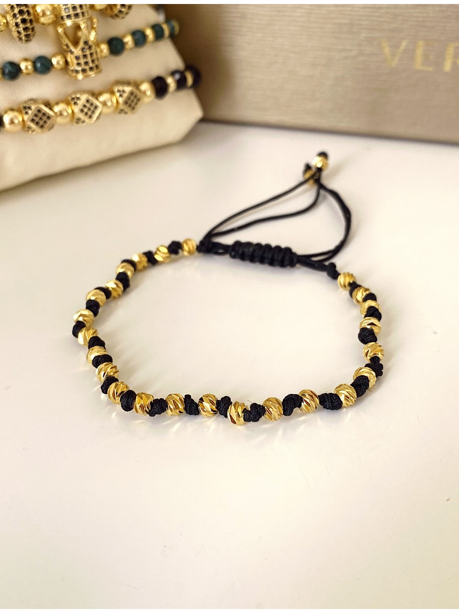 Bratara dama model deosebit cu margele aurii si negre simpla