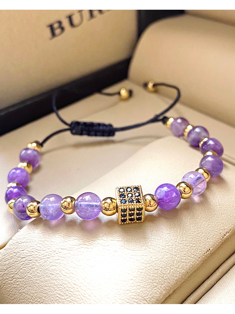 Bratara dama model deosebit cu piatra semipretioasa Agata mov si design special patrat