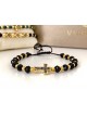 Bratara dama model deosebit cu margele negre si cruce cu pietricele negre