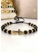 Bratara dama model deosebit cu margele negre si cruce cu pietricele negre