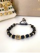 Bratara dama model deosebit cu margele negre si forma geometrica cu pietricele negre