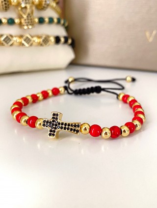 Bratara dama model deosebit cu piatra semipretioasa Howlit si design special cruciulita