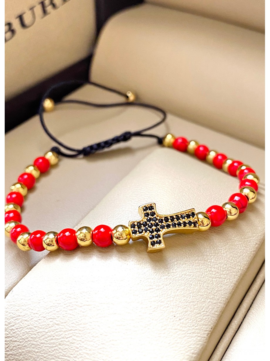 Bratara dama model deosebit cu piatra semipretioasa Howlit si design special cruciulita