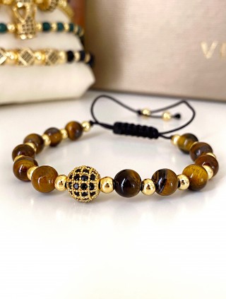 Bratara dama model deosebit cu piatra semipretioasa Ochi de tigru si design special biluta