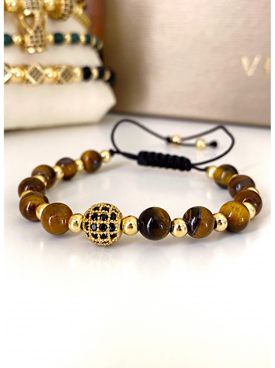 Bratara dama model deosebit cu piatra semipretioasa Ochi de tigru si design special biluta