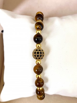 Bratara dama model deosebit cu piatra semipretioasa Ochi de tigru si design special biluta