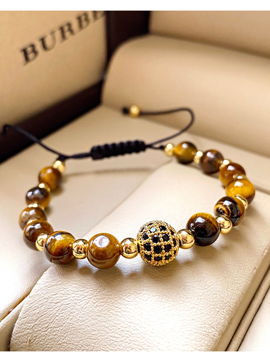 Bratara dama model deosebit cu piatra semipretioasa Ochi de tigru si design special biluta