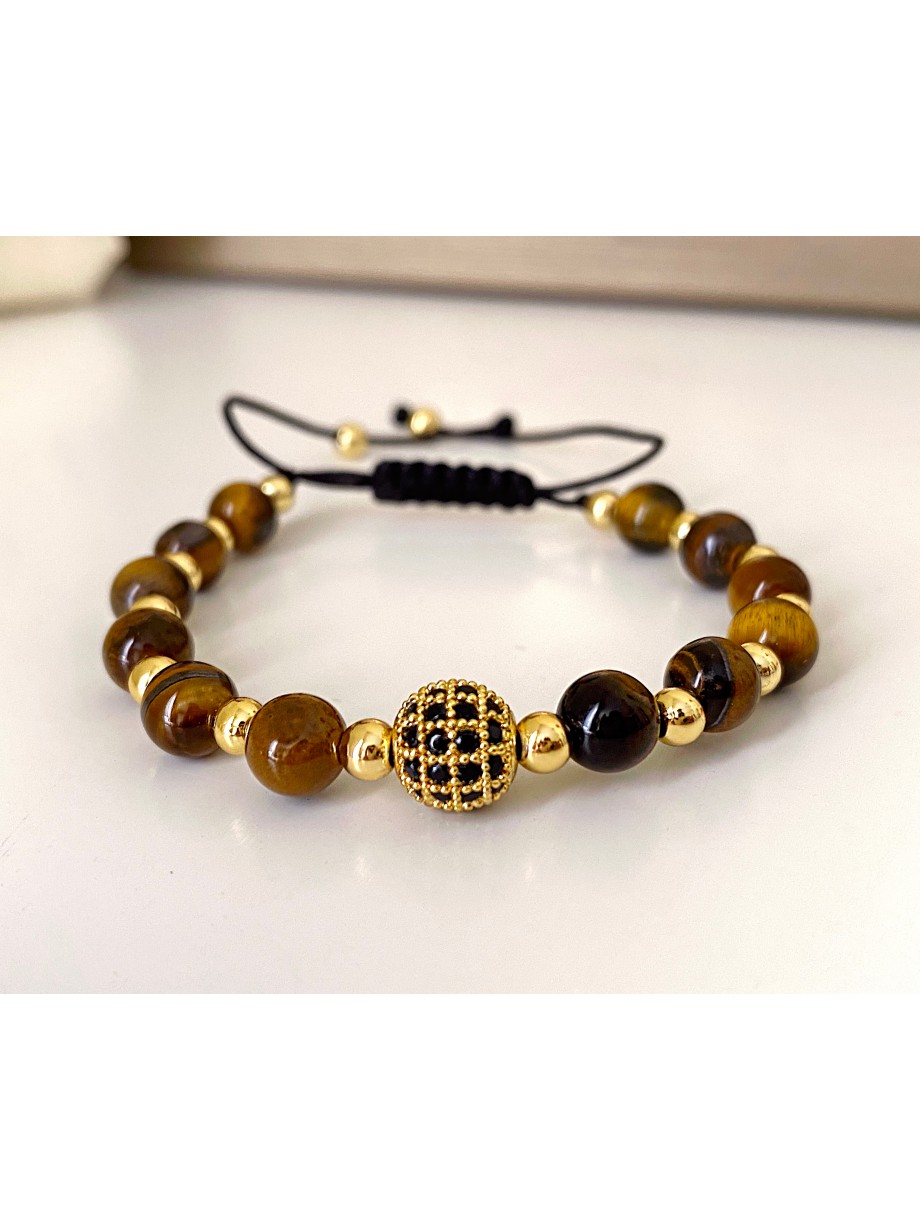 Bratara dama model deosebit cu piatra semipretioasa Ochi de tigru si design special biluta