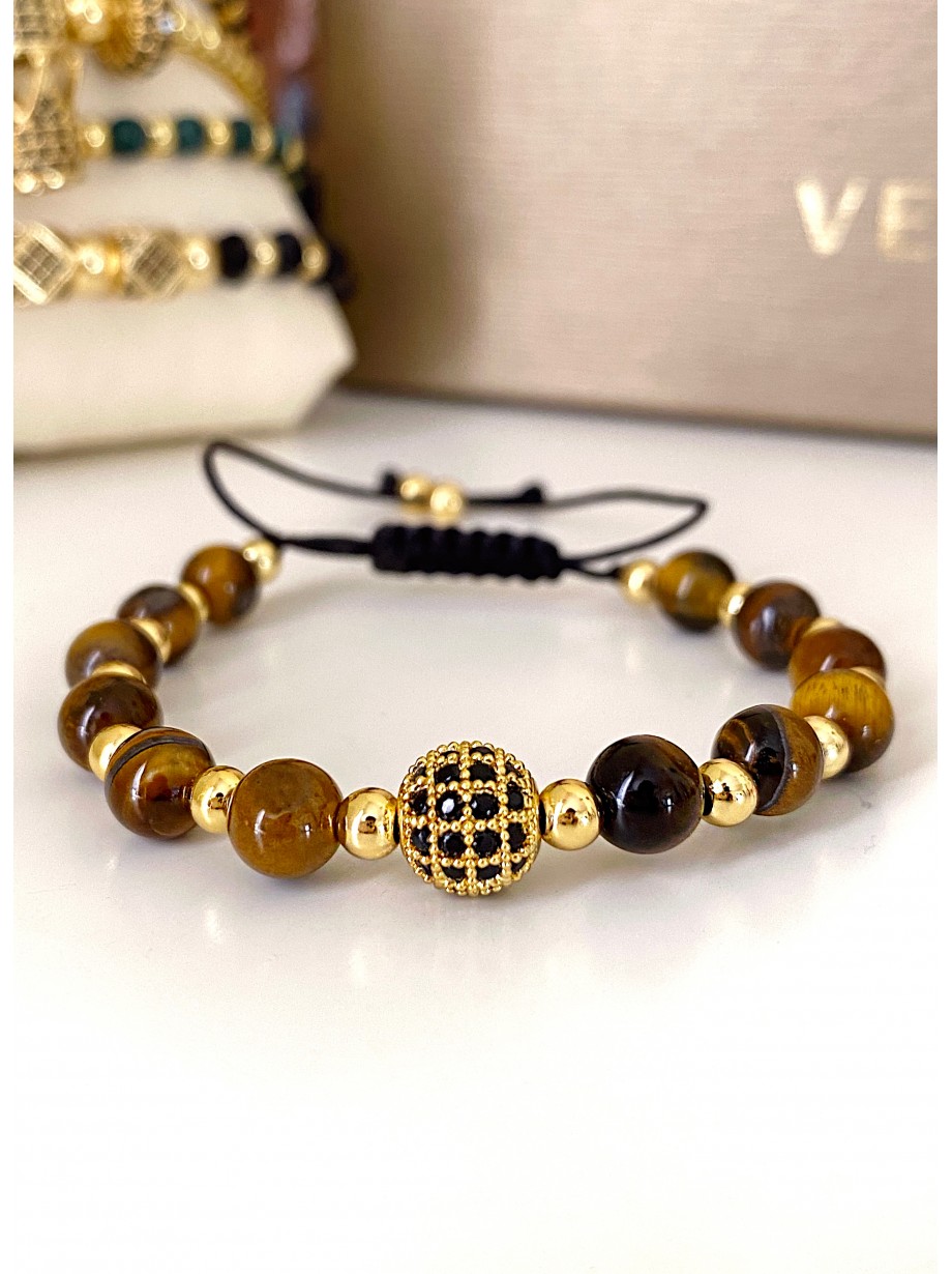 Bratara dama model deosebit cu piatra semipretioasa Ochi de tigru si design special biluta