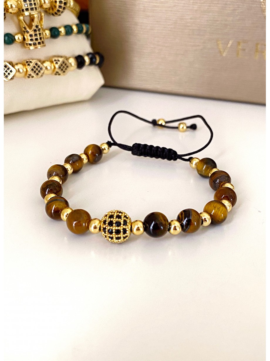 Bratara dama model deosebit cu piatra semipretioasa Ochi de tigru si design special biluta