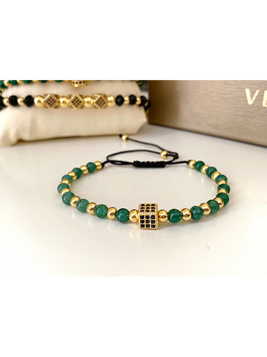 Bratara dama model deosebit cu piatra semipretioasa Malachit si design special patrat