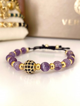 Bratara dama model deosebit cu piatra semipretioasa Agata mov si design special biluta