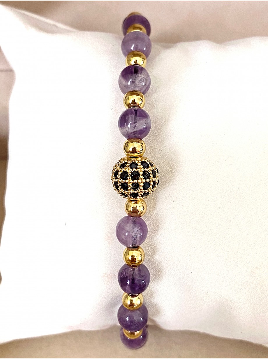 Bratara dama model deosebit cu piatra semipretioasa Agata mov si design special biluta