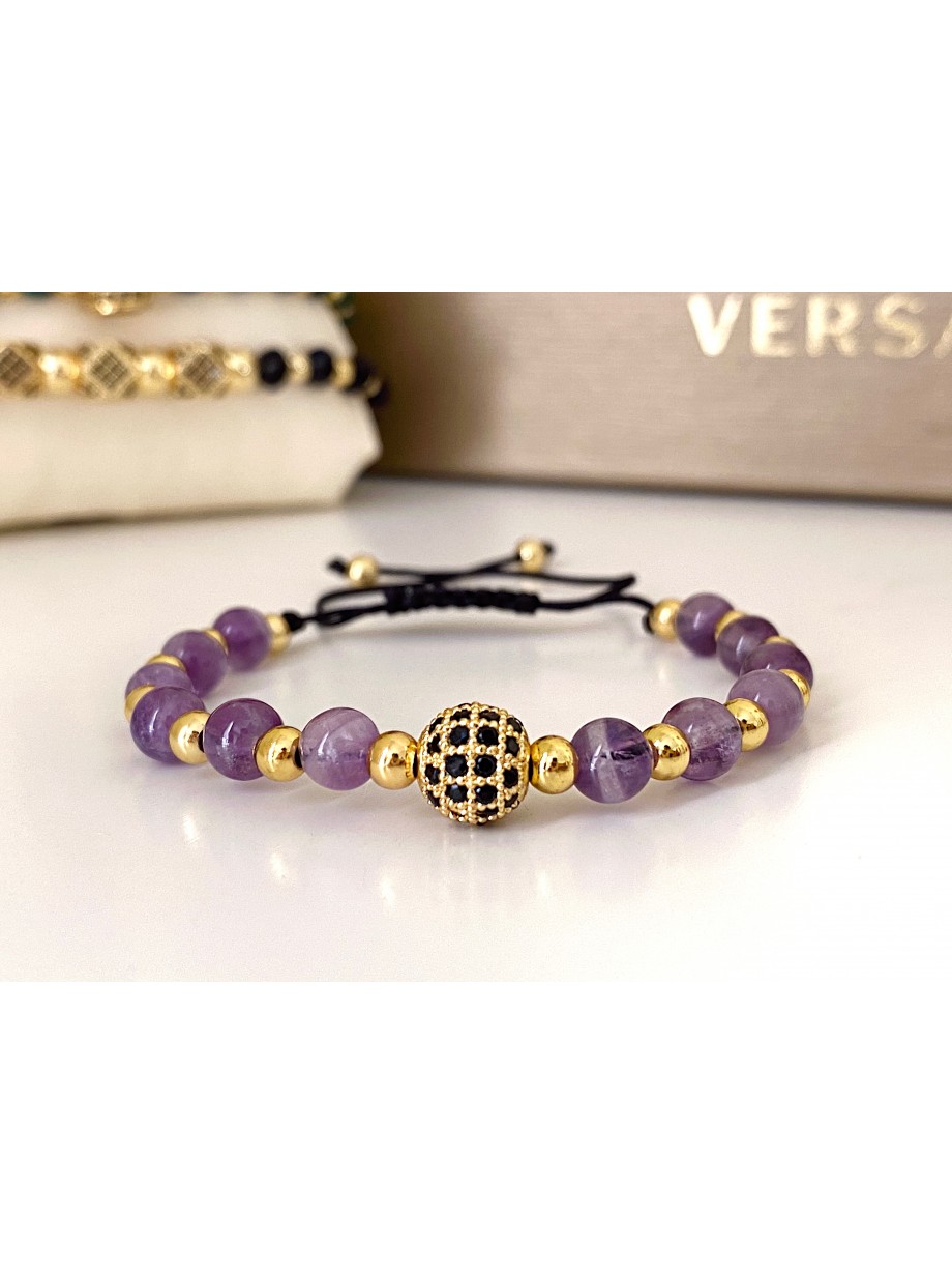 Bratara dama model deosebit cu piatra semipretioasa Agata mov si design special biluta