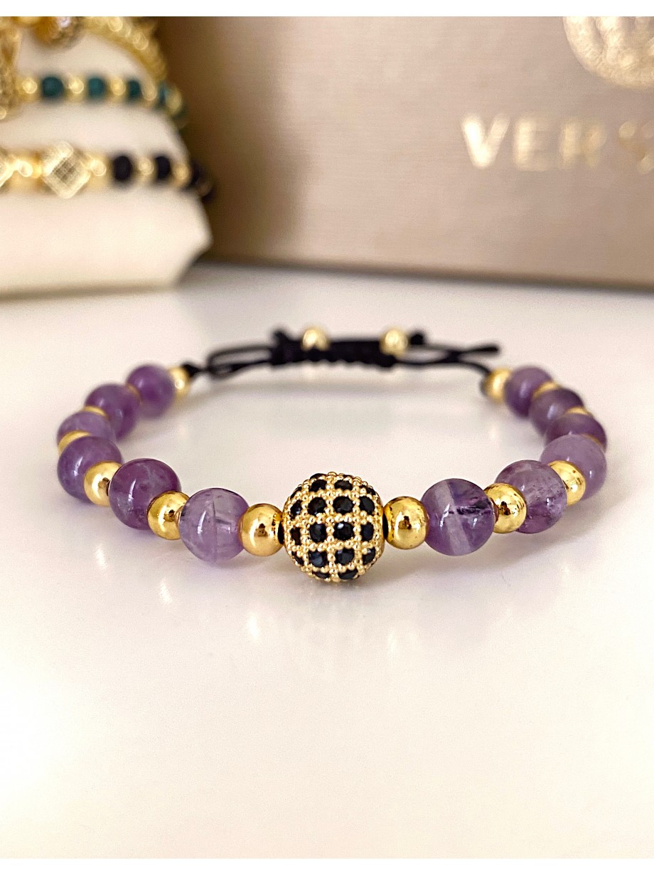 Bratara dama model deosebit cu piatra semipretioasa Agata mov si design special biluta