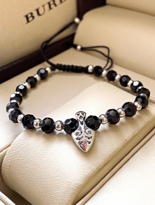 Bratara dama model deosebit cu margele negre si sageata cu pietricele negre