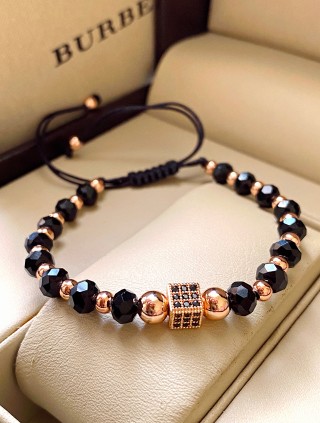 Bratara dama model deosebit cu margele negre si patrat cu pietricele negre