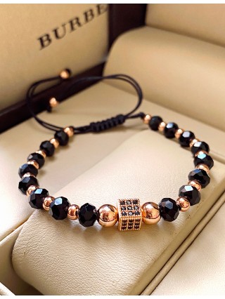 Bratara dama model deosebit cu margele negre si patrat cu pietricele negre