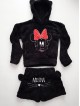 Compleu dama plusat negru colorat compus din doua piese cu model MM pufos