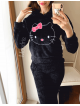 Compleu dama plusat negru compus din trei piese cu model HK minunat pufos