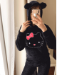 Compleu dama plusat negru compus din trei piese cu model HK minunat pufos