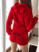 Compleu dama plusat rosu compus din trei piese cu model HK minunat pufos
