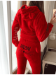 Compleu dama plusat rosu compus din trei piese cu model HK minunat pufos