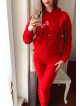 Compleu dama plusat rosu compus din trei piese cu model HK minunat pufos