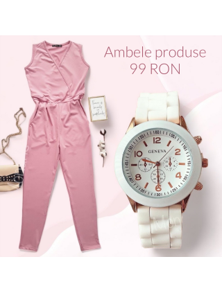 OFERTA limitata! Salopeta dama roz + Ceas dama Geneva! Ambele produse la 99 RON! 