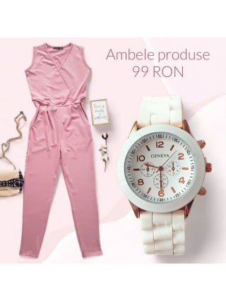OFERTA limitata! Salopeta dama roz + Ceas dama Geneva! Ambele produse la 99 RON! 