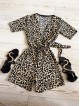 OFERTA acum Salopeta dama animal print casual eleganta si Ceas dama negru cu curea
