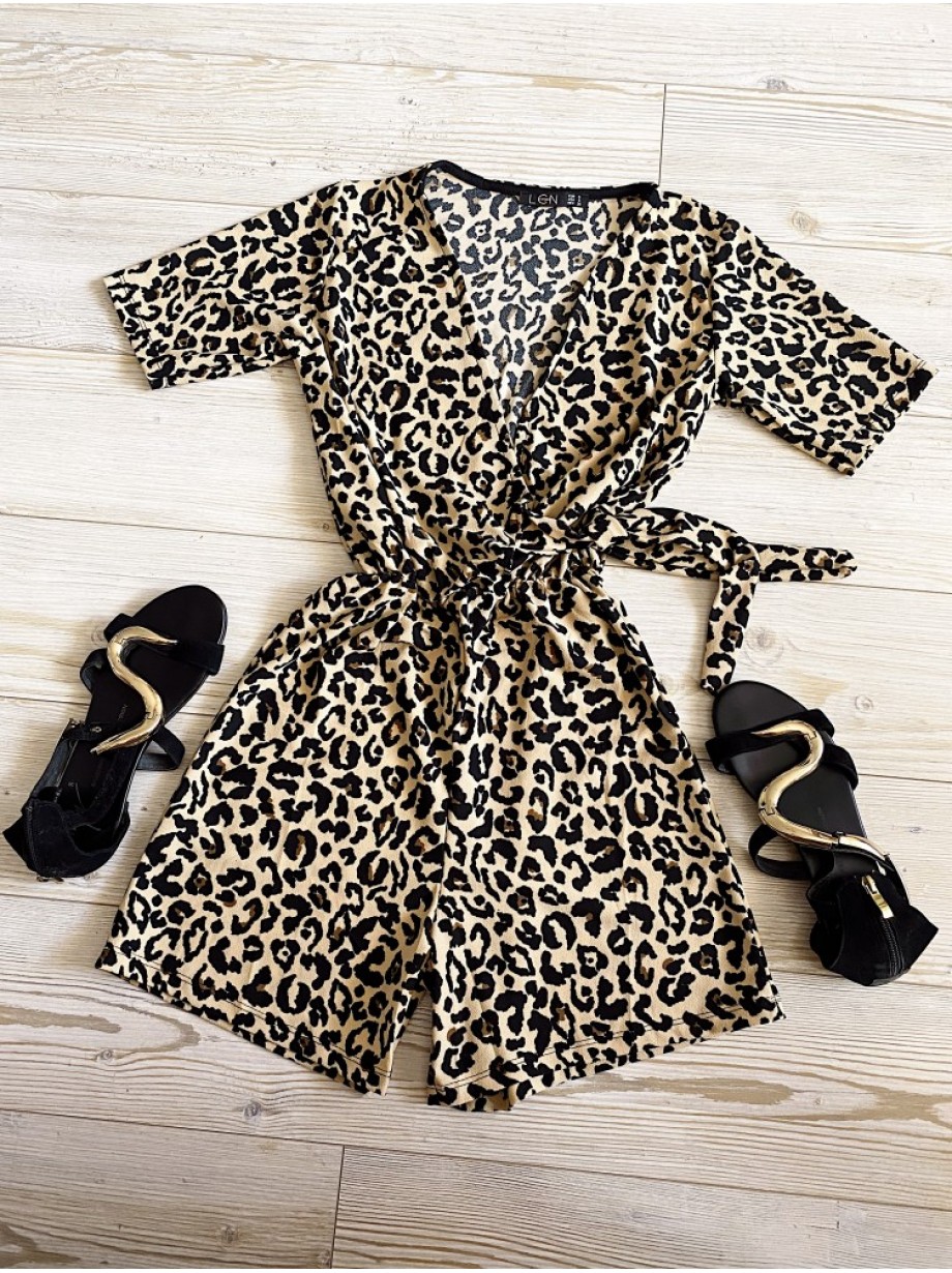 OFERTA acum Salopeta dama animal print casual eleganta si Ceas dama negru cu curea